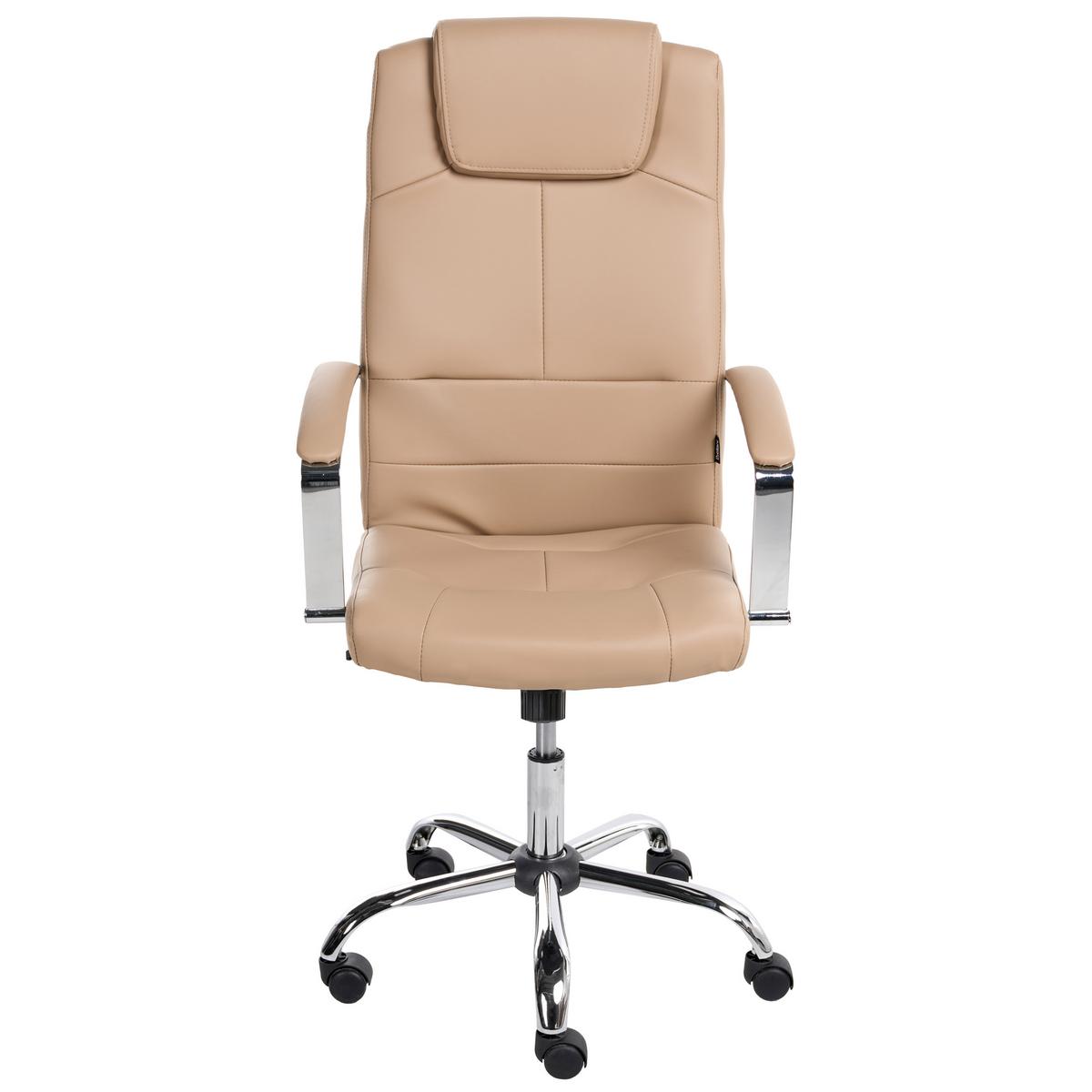 CHEFSESSEL Sandbeige Winner - Beige/Silberfarben, Kunststoff (60/112/60cm) - Beliani