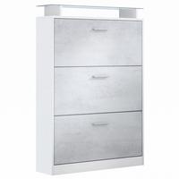SCHUHSCHRANK Lavia Front in Beton Oxid Optik - Hellgrau, Holzwerkstoff (89/128/23cm) - Vladon