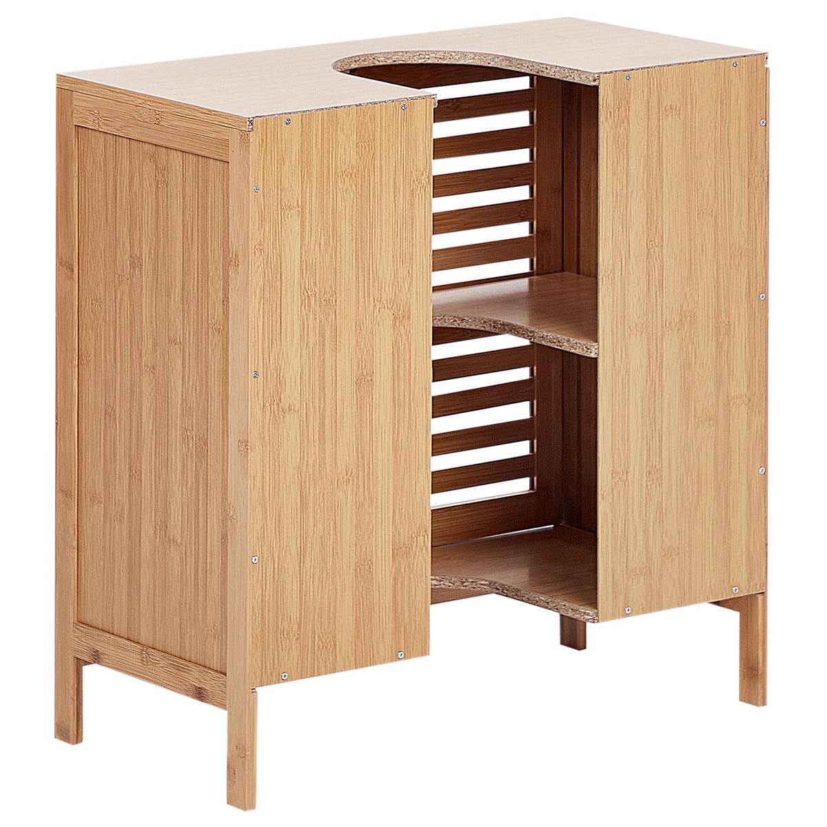 WASCHBECKENUNTERSCHRANK Heller Holzfarbton Missoula - Hellbraun, Holz (60/60/30cm) - Beliani