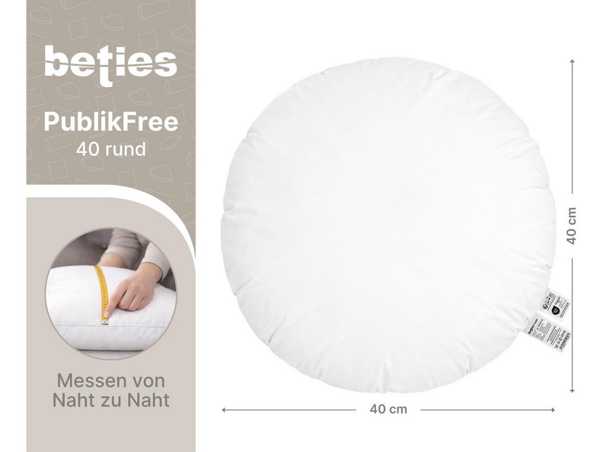 KISSENFÜLLUNG Rund PublikFree Faserbällchen 40 cm Ø - Weiß, Naturmaterialien/Kunststoff (40/40cm) - beties Heimtextil