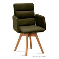 ARMLEHNSTUHL drehbar (2er-Set) Dorri 52x92x60 Eiche geölt/Khaki - Dunkelgrün/Eichefarben, Kunststoff (60/92/52cm) - 58aufmkessel