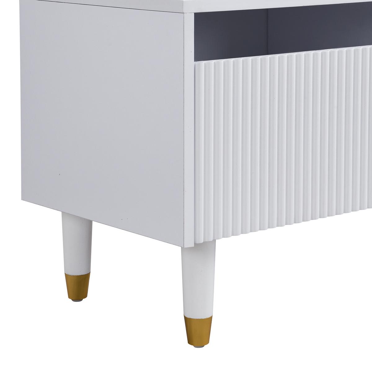 TV-LOWBOARD weiß & rillen-design 4 schubladen - Weiß, Holzwerkstoff (178/45/35cm) - Urban Meuble
