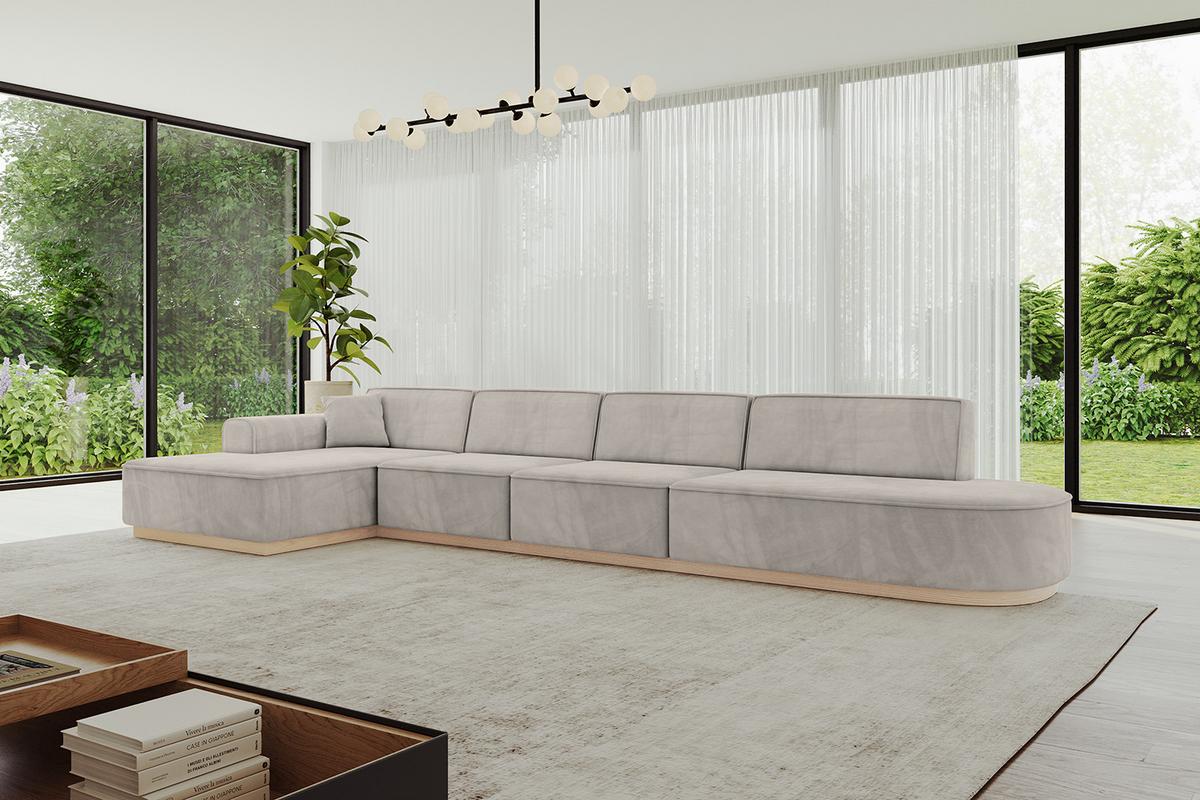 ECKSOFA Ottomane Links IREA-L3 - 413x171x83 cm Hellbraun - Hellbraun, Holzwerkstoff/Textil (413/171cm) - ALTDECOR