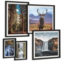 BILDER SET 5er Set - 50x50 cm & 20x30 cm & 40x60 cm Schwarzer Rahmen - London-Ansichtsgemälde-Set - Schwarz, Kunststoff (40/60cm) - TULUP
