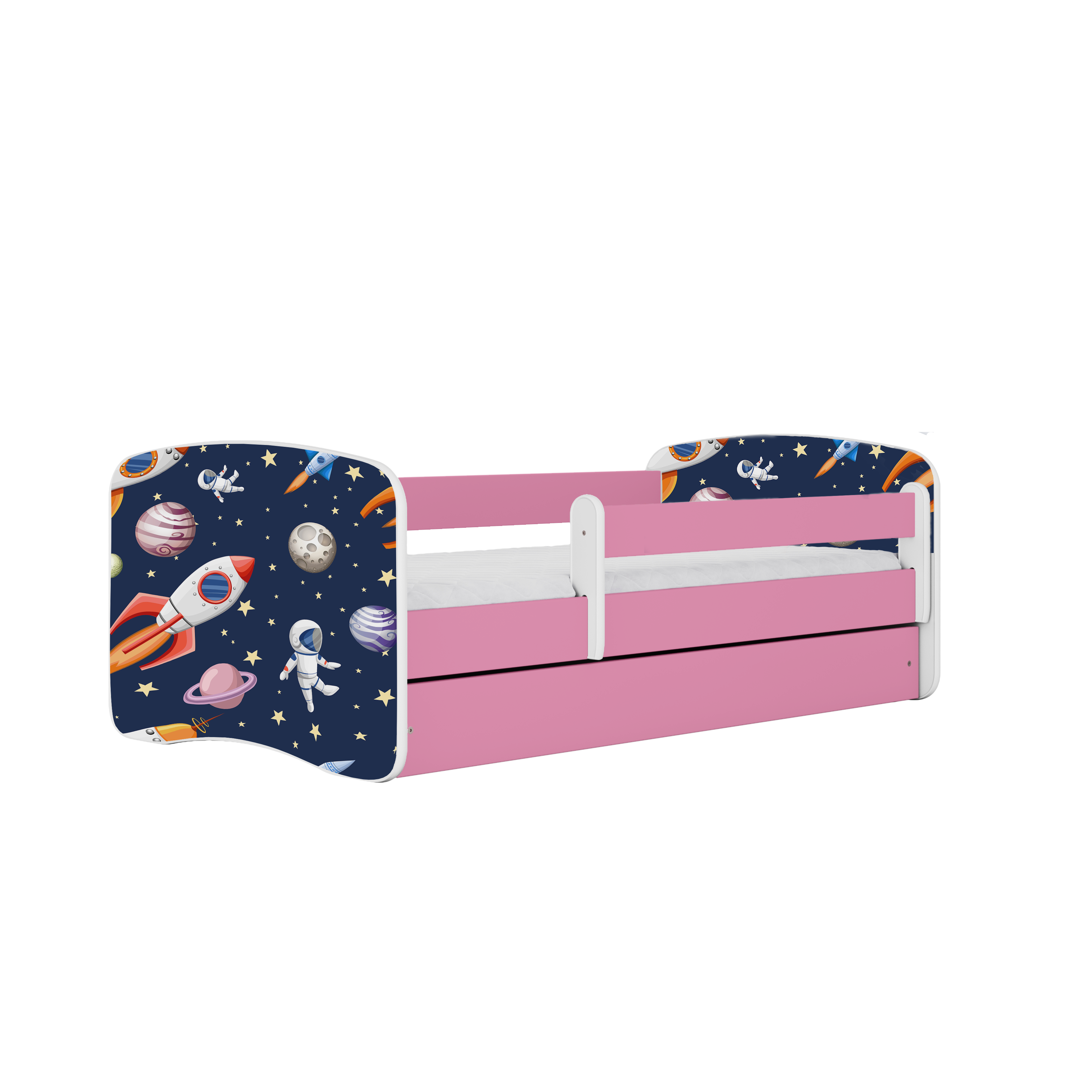 KINDERBETT Kosmos mit Schublade 140/70 80/61/144 - Rosa, Holzwerkstoff (70/140cm) - RAUMHIRSCH FURNITURE