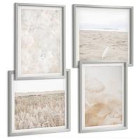 BILDER SET 4er Set - 50x50 cm & 40x60 cm Silberner Rahmen - Modische Pastelltexturen - Silberfarben, Kunststoff (50/50cm) - TULUP