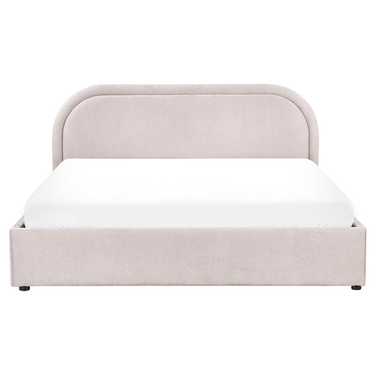 BETT mit Stauraum 160/200 cm Chenillegewebe Taupe Quillien - Taupe, Textil (160/200cm) - Beliani
