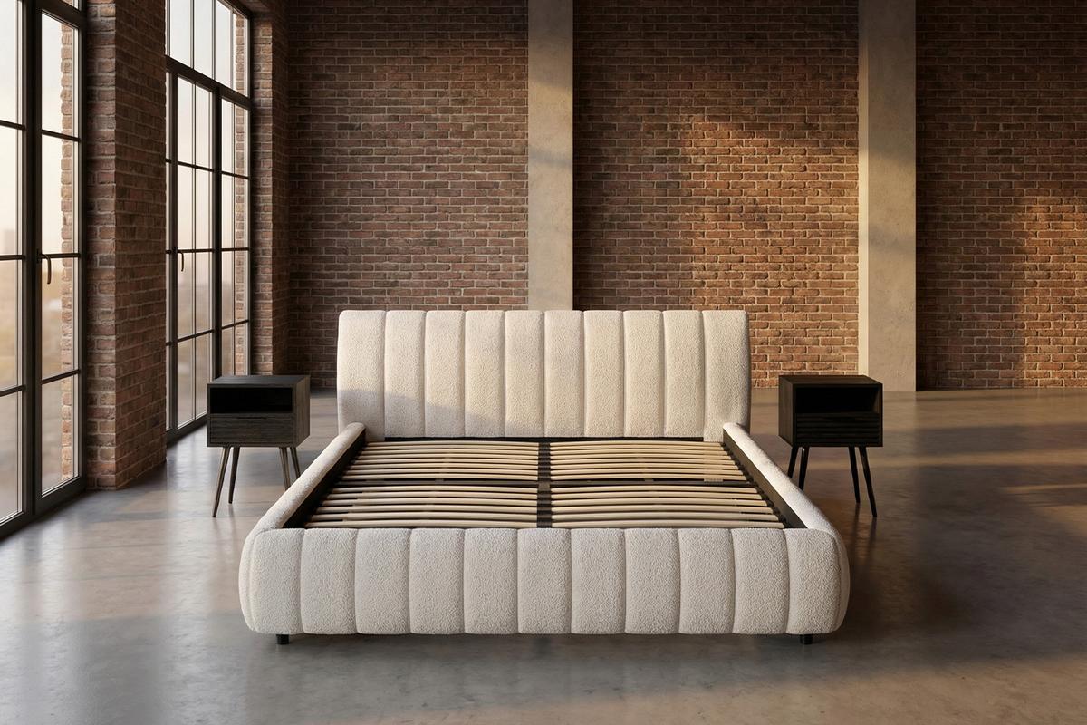 POLSTERBETT ALIOTTA Cremeweiß Bouclé - Creme, Textil (160/200cm) - KAWOLA
