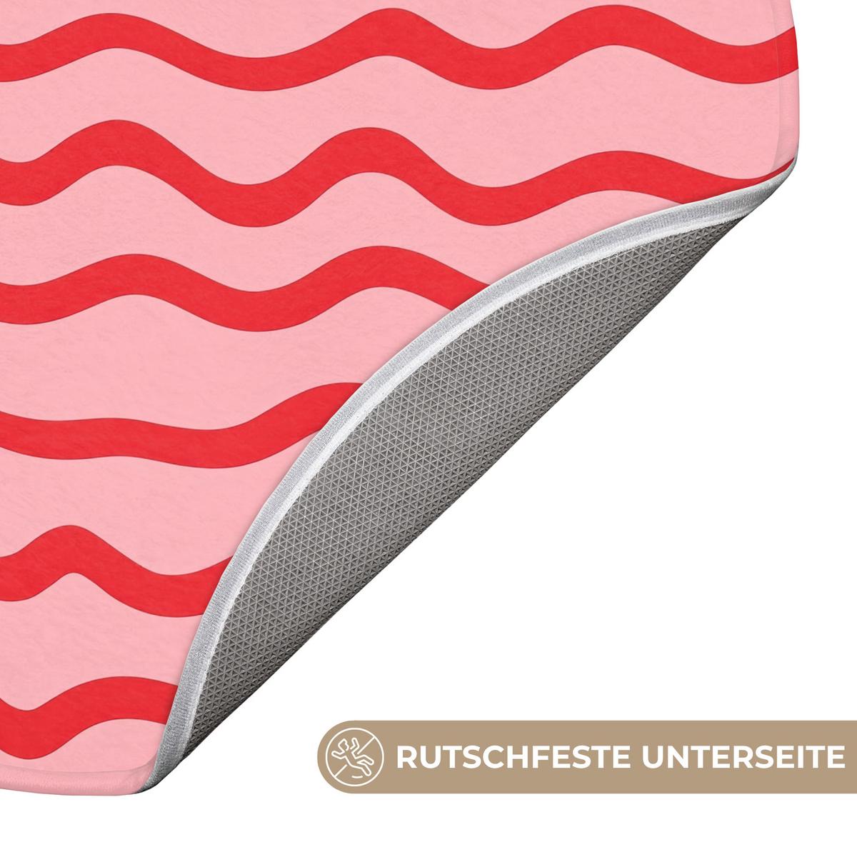 BADEMATTE Verspielt - Muster - Rot Badvorleger 70x70 cm - Rosa, Textil (70/70cm) - OnlyWow