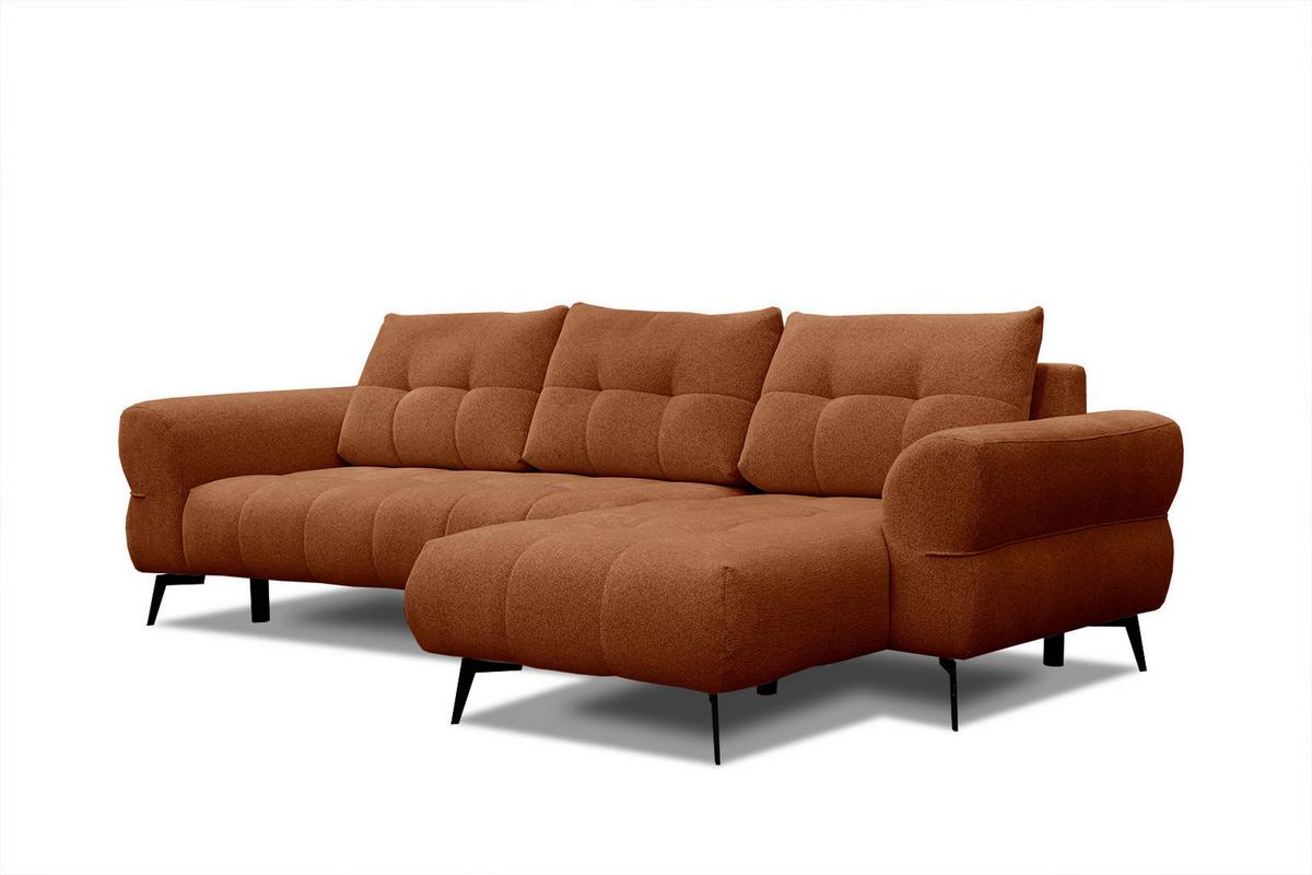 ECKSOFA SALVINI 4-Sitzer, dunkelorange - Dunkelorange/Schwarz, Holzwerkstoff/Textil (292/158cm) - Wozimo