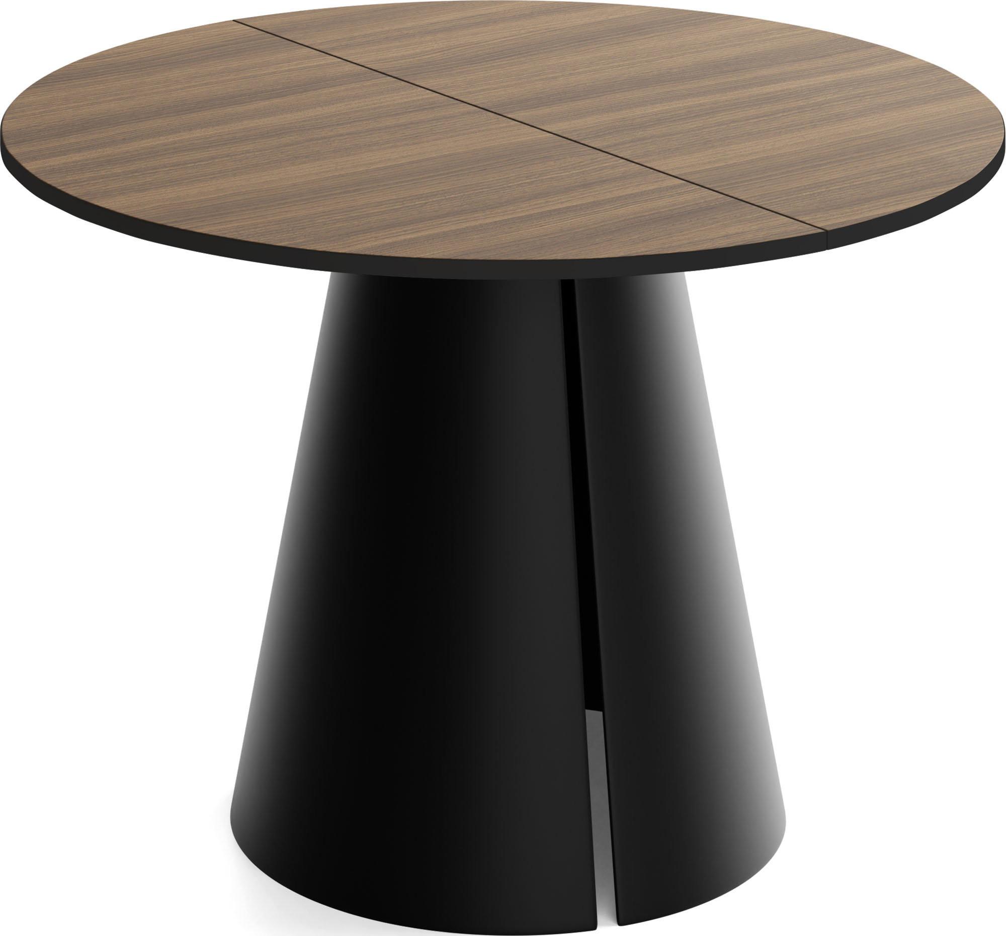 ESSTISCH Lamio runder ausziehbarer, Walnuss Braun 100-180/100/76 cm - Walnussfarben/Schwarz, Holzwerkstoff/Metall (100/176/76cm) - WFL GROUP