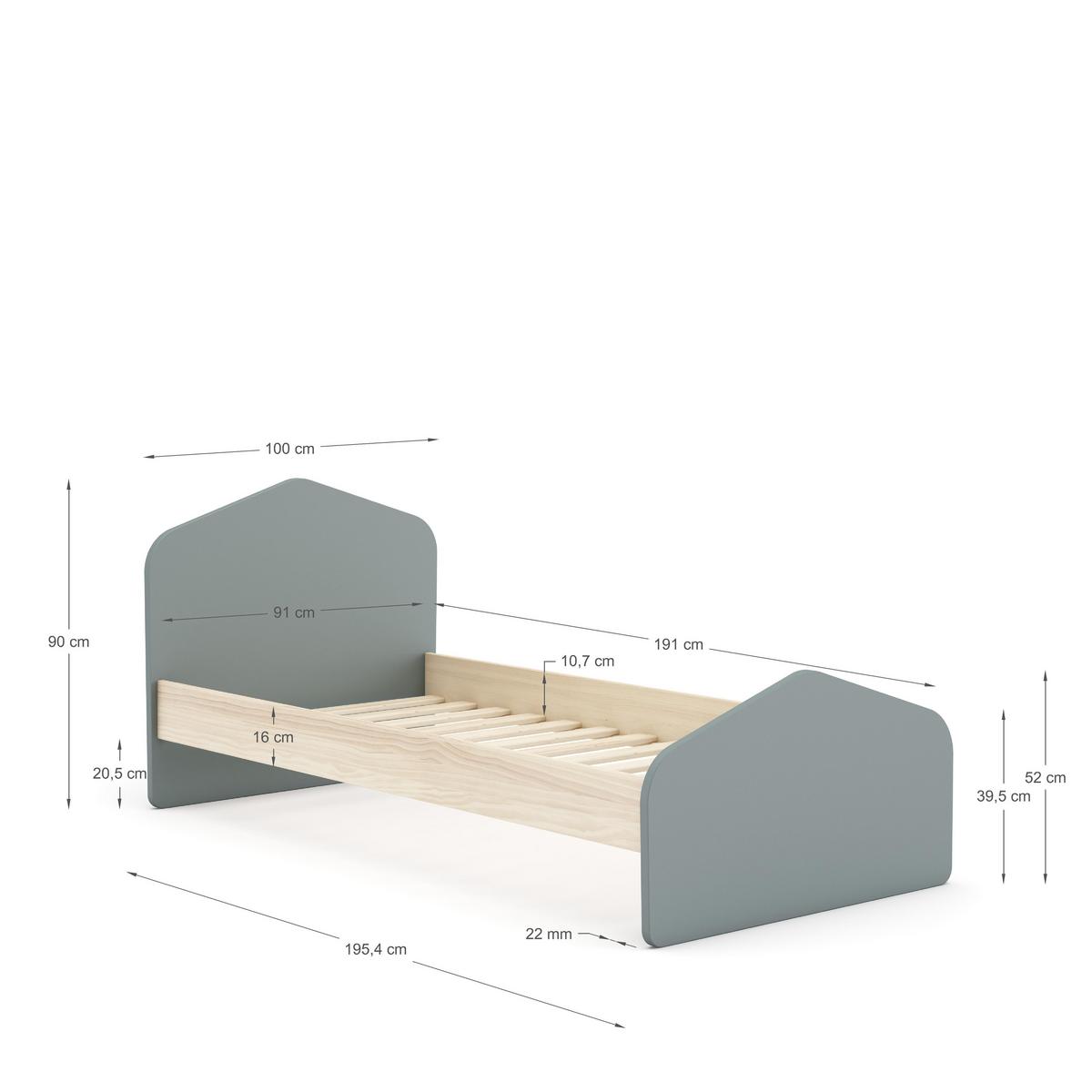 BETT Estefania Grün 195/100/90 cm - Grün, Holz (190/90cm) - Calicosy