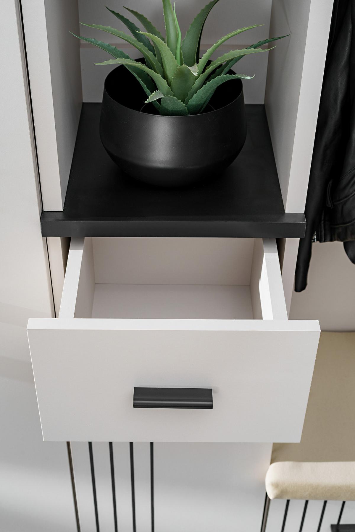FLURKOMMODE Kaschmir, schwarz 30 cm, Flurschrank mit Regalelement - Kaschmir/Schwarz, Holzwerkstoff/Kunststoff (30/203/32cm) - Inn.Furn