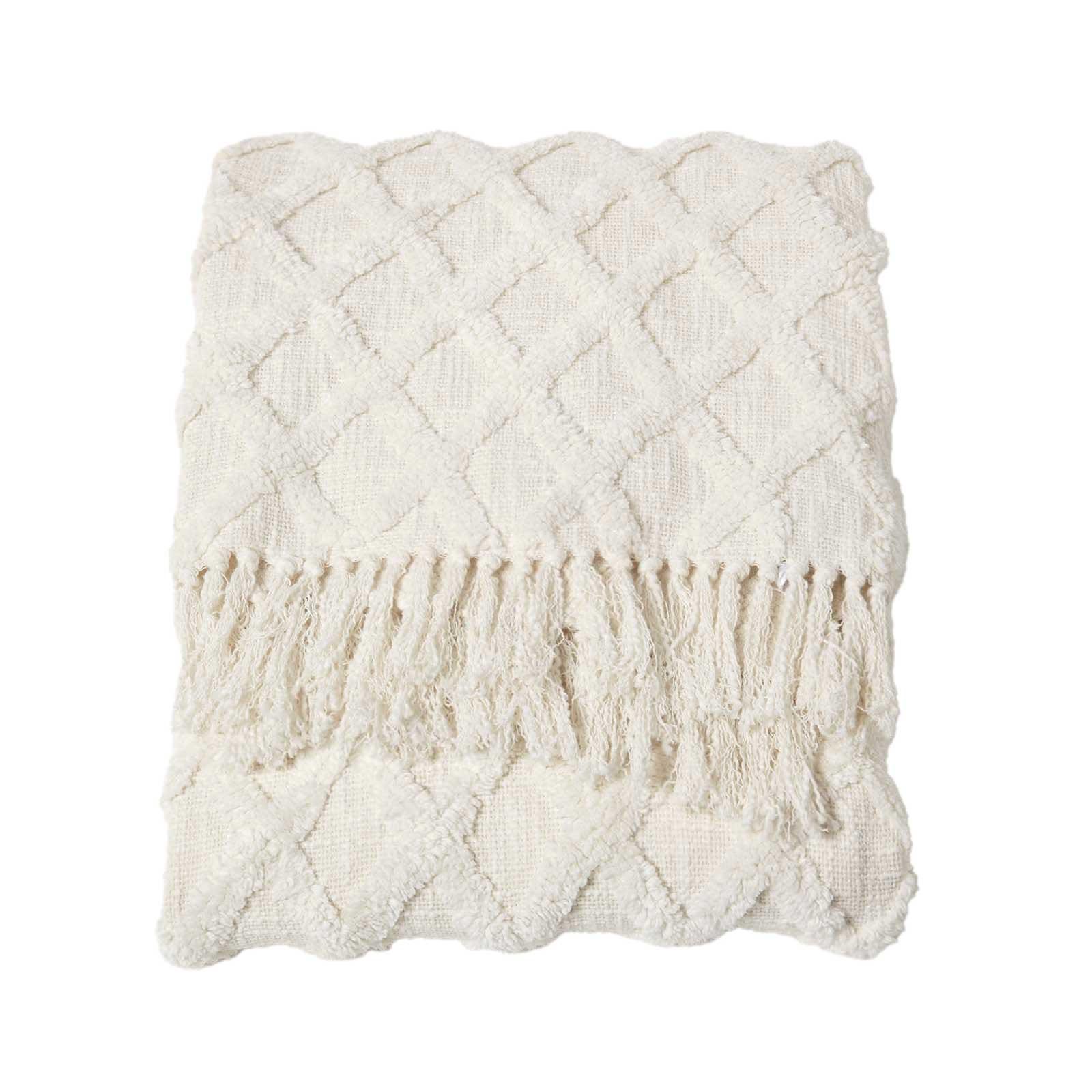 WOHNDECKE 125/150 cm, Baumwolle getuftet - Weiß, Textil (125/150cm) - Homescapes