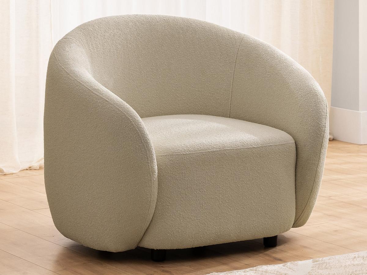 SESSEL Roundi Beige Bouclé - Beige/Schwarz, Holz/Kunststoff (90/76/80cm) - S-Style Möbel