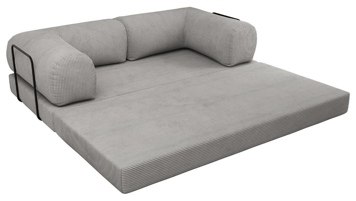 3-SITZER SOFA ORSETTO - Hellgrau Cord - Hellgrau/Schwarz, Textil/Metall (200/70/100cm) - MKS