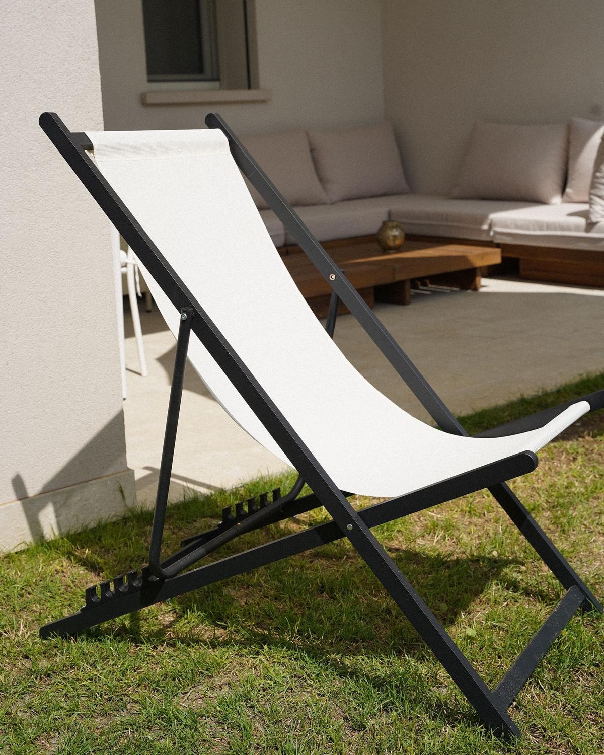 GARTENSTUHL Beige Locri II - Beige/Schwarz, Metall (60/79/95cm) - Beliani