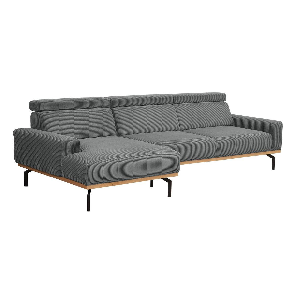 ECKSOFA mit Longchair links Katrien Cordstoff anthrazit - Anthrazit, Kunststoff (135/280cm) - 58aufmkessel