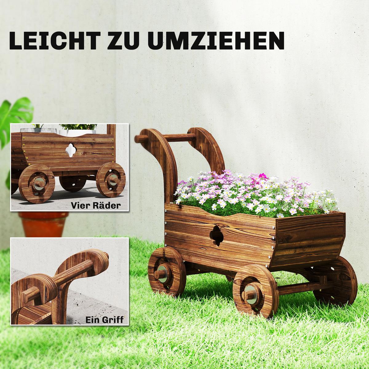 HOCHBEET Tannenholz Verkohlt - Braun, Holz (38/52/68cm) - Outsunny