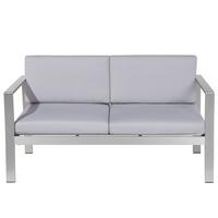 GARTENSOFA Aluminium 2-Sitzer Auflagen hellgrau Salerno - Hellgrau, Metall (142/80/70cm) - Beliani