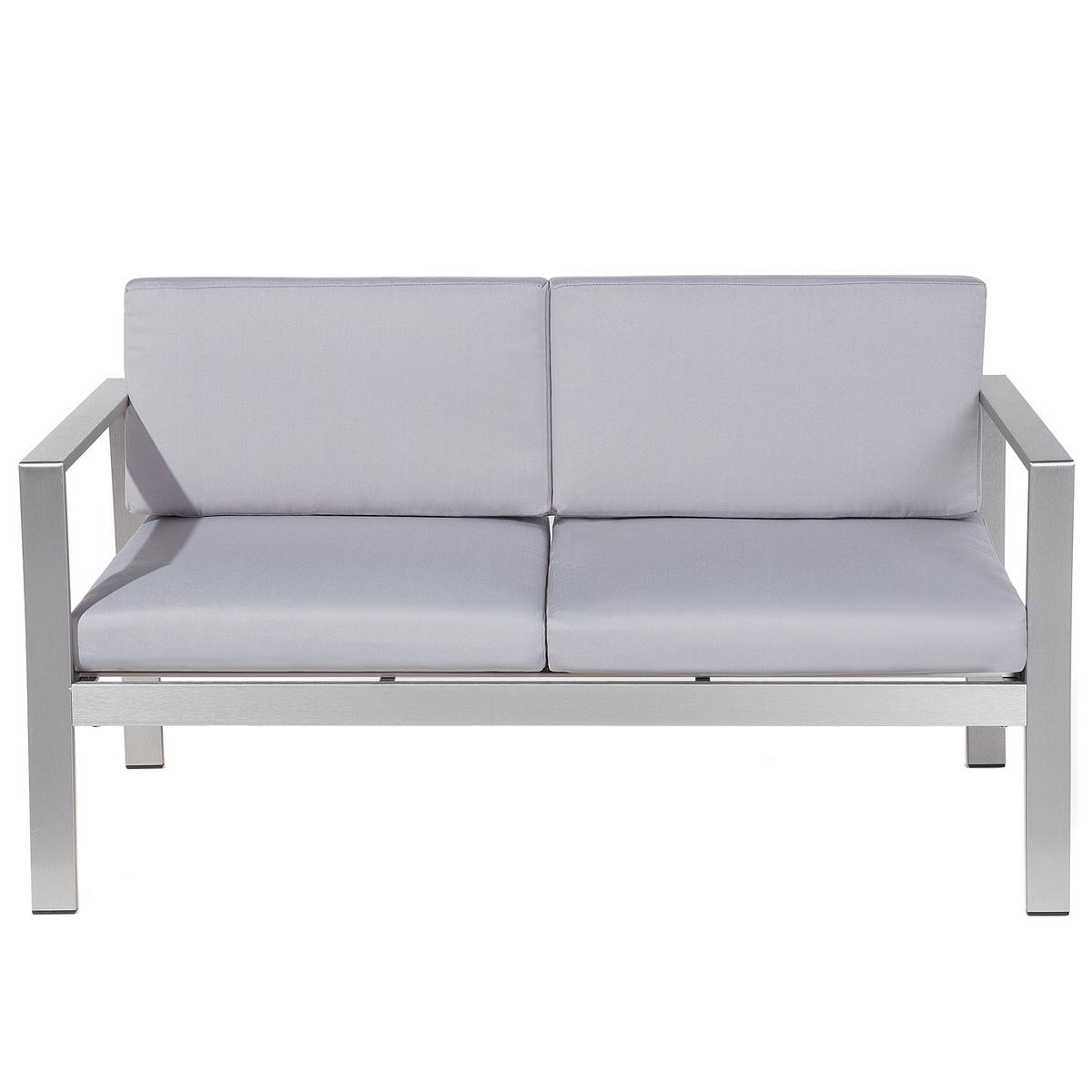 LOUNGE-SET 4-sitzer Aluminium Hellgrau Salerno - Hellgrau, Metall - Beliani
