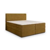 BOXSPRINGBETT MATERN 140x200 cm mit Matratze und Topper - Gelb - Gelb, Holz (140/200cm) - MASSENO