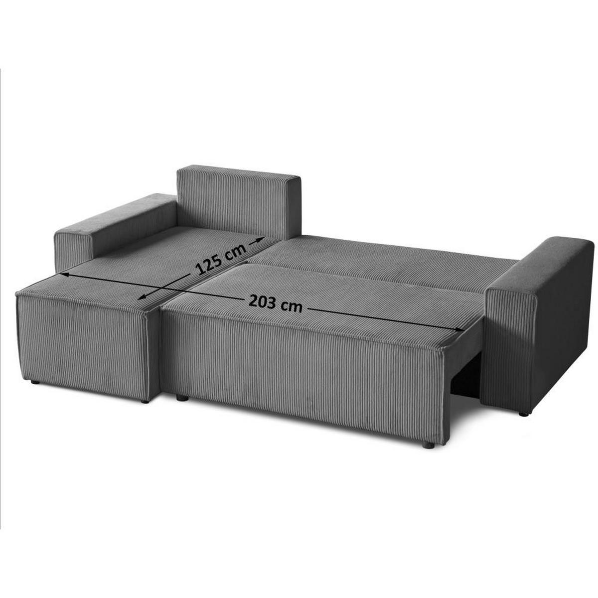 ECKSCHLAFSOFA mit Schlaffunktion Hektor, 247 cm, Ottomane 70 cm, grau - Schwarz/Grau, Kunststoff/Textil (247/152cm) - Beautysofa