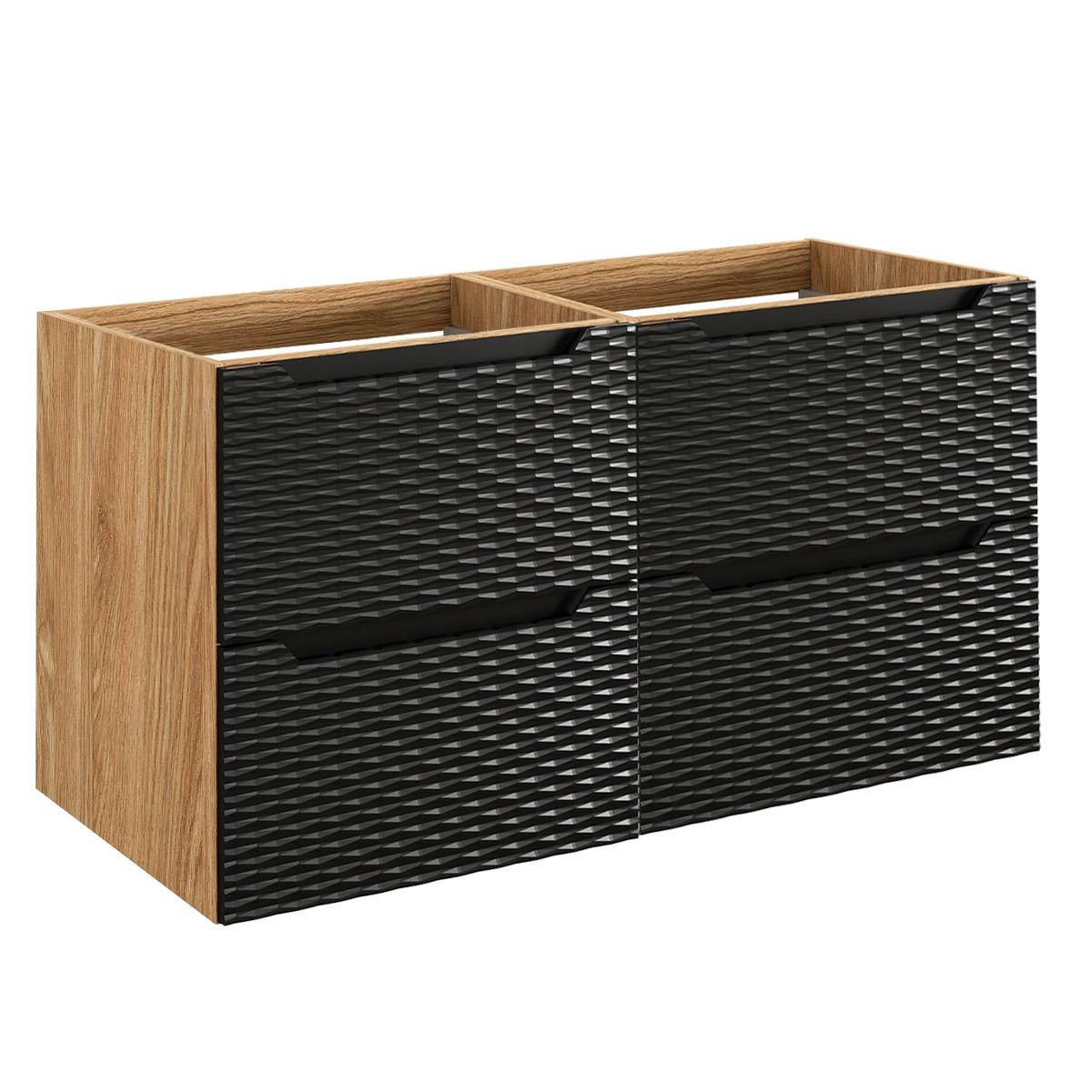 WASCHTISCHUNTERSCHRANK 120cm Elora Schwarz und Holz - Schwarz, Holzwerkstoff (120/57/46cm) - Petits-meubles