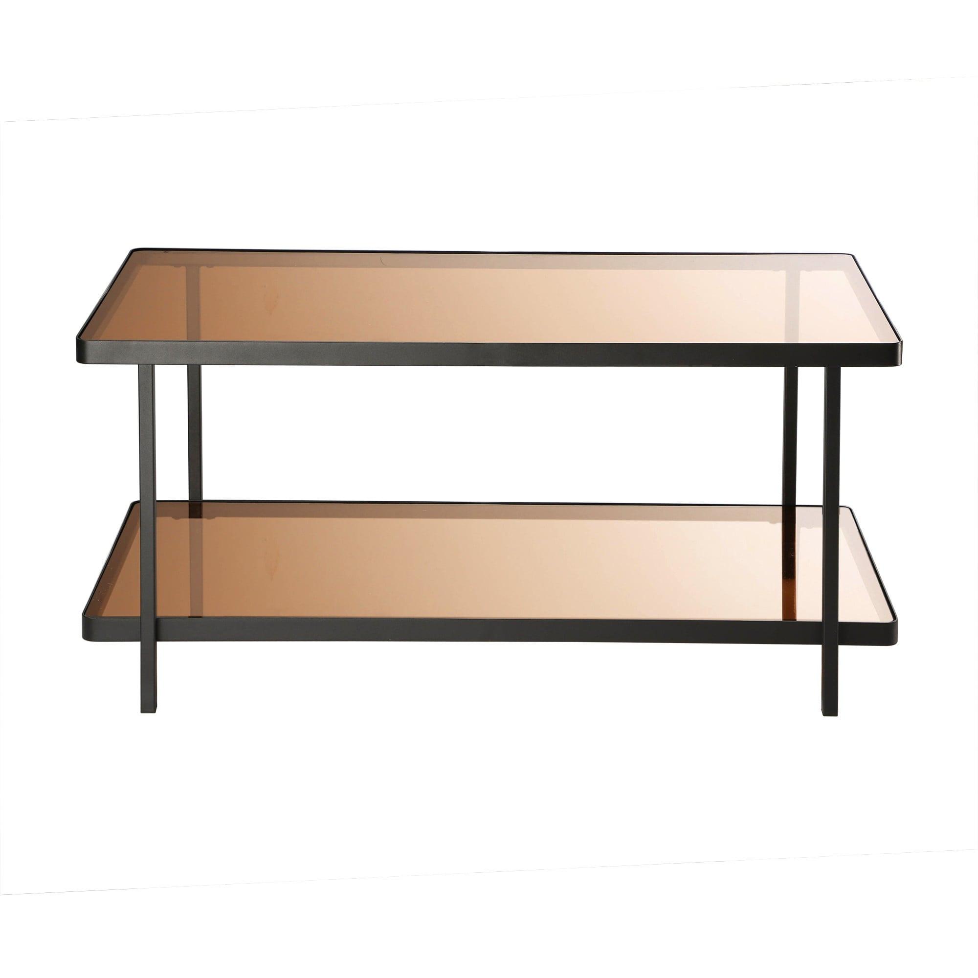 COUCHTISCH mit 2 rauchglas Platten 100/50/48 cm - Schwarz, Holzwerkstoff (61/50/48cm) - Calicosy
