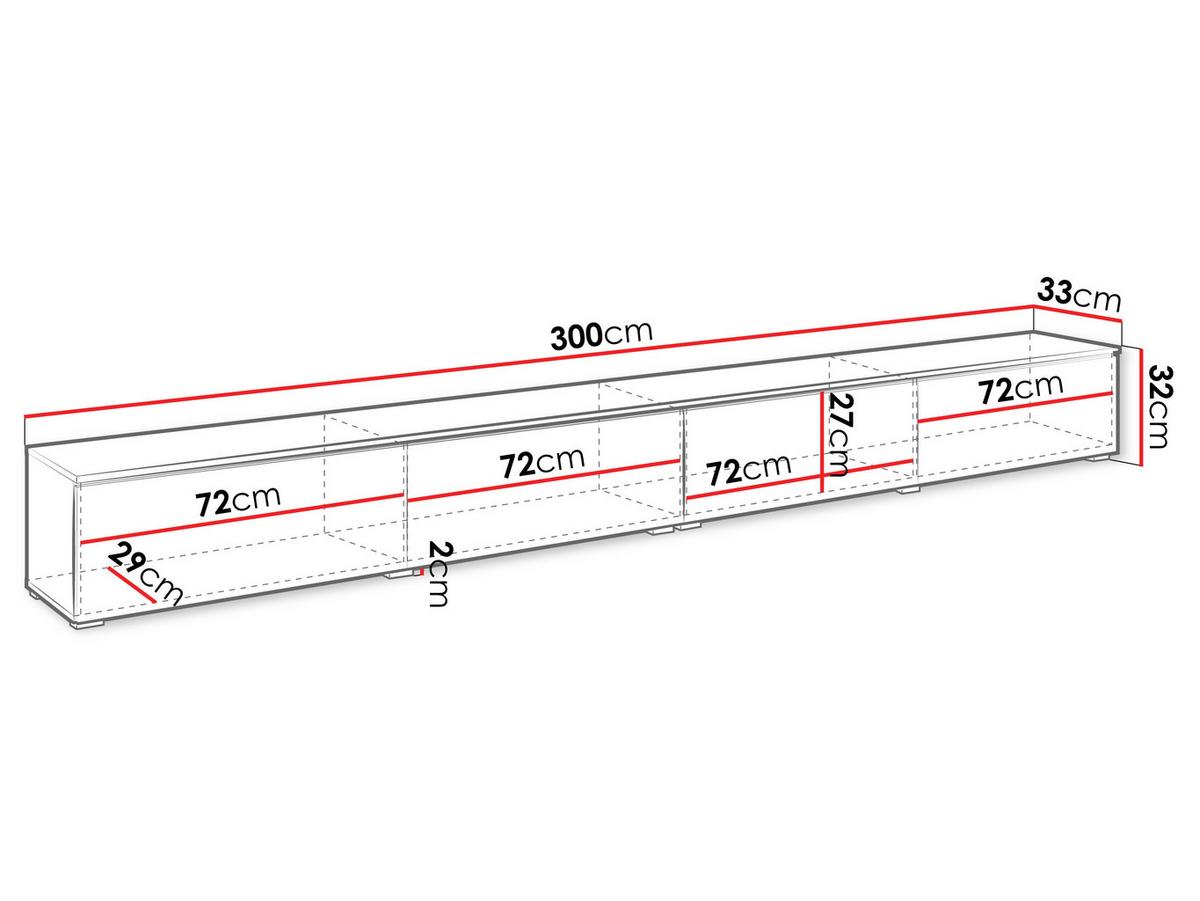 TV-LOWBOARD D300 mit weißer LED Beleuchtung - Silberfarben/Graphitfarben, Holzwerkstoff/Kunststoff (300/30/33cm) - MIRJAN24
