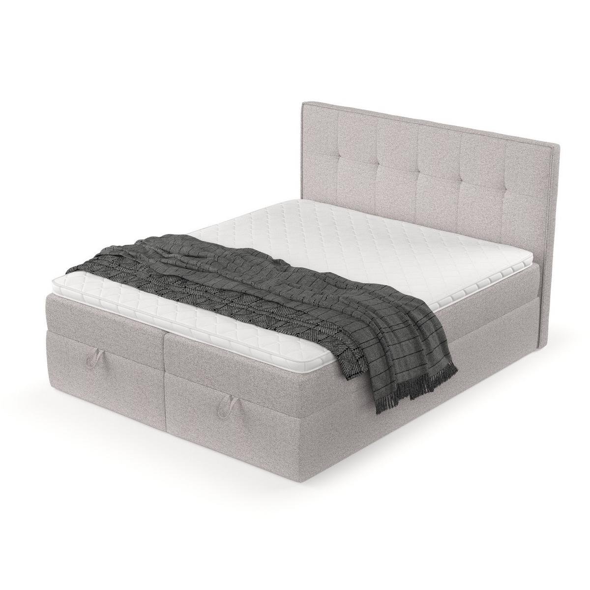BOXBETT Tivra 160/200 cm Beige im Riva Stoff - Beige/Schwarz, Holz/Holzwerkstoff (160/200cm) - AltaBeds
