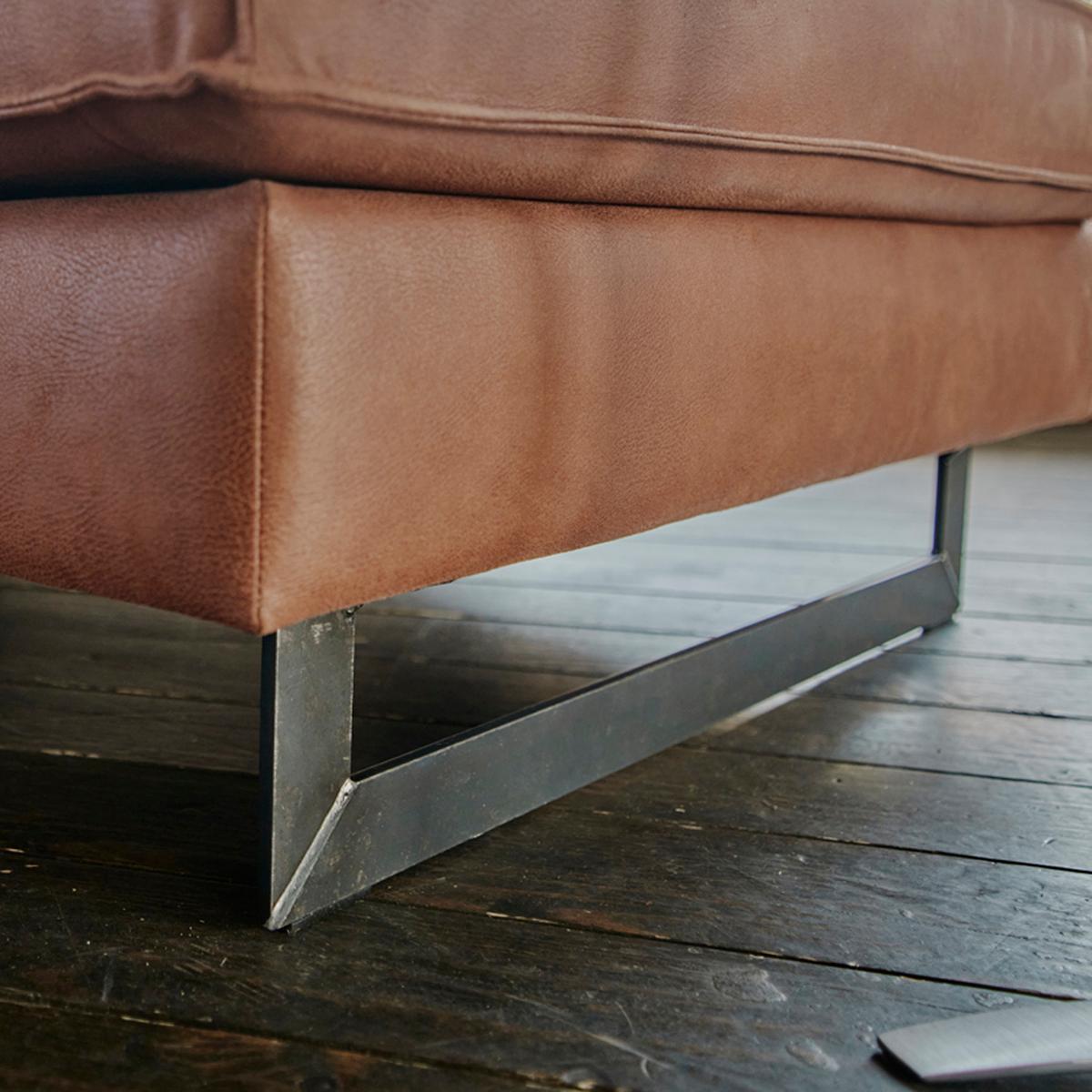 SOFA VILNIUS Braun Lederfaserstoff - Schwarz/Braun, Leder/Metall (166/85/99cm) - KAWOLA
