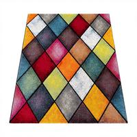 KURZFLORTEPPICH, mit Rautenmuster, aus Polypropylen, Mehrfarbig, 120 x 170 cm - Multicolor, Textil (170/120cm) - KADIMA DESIGN
