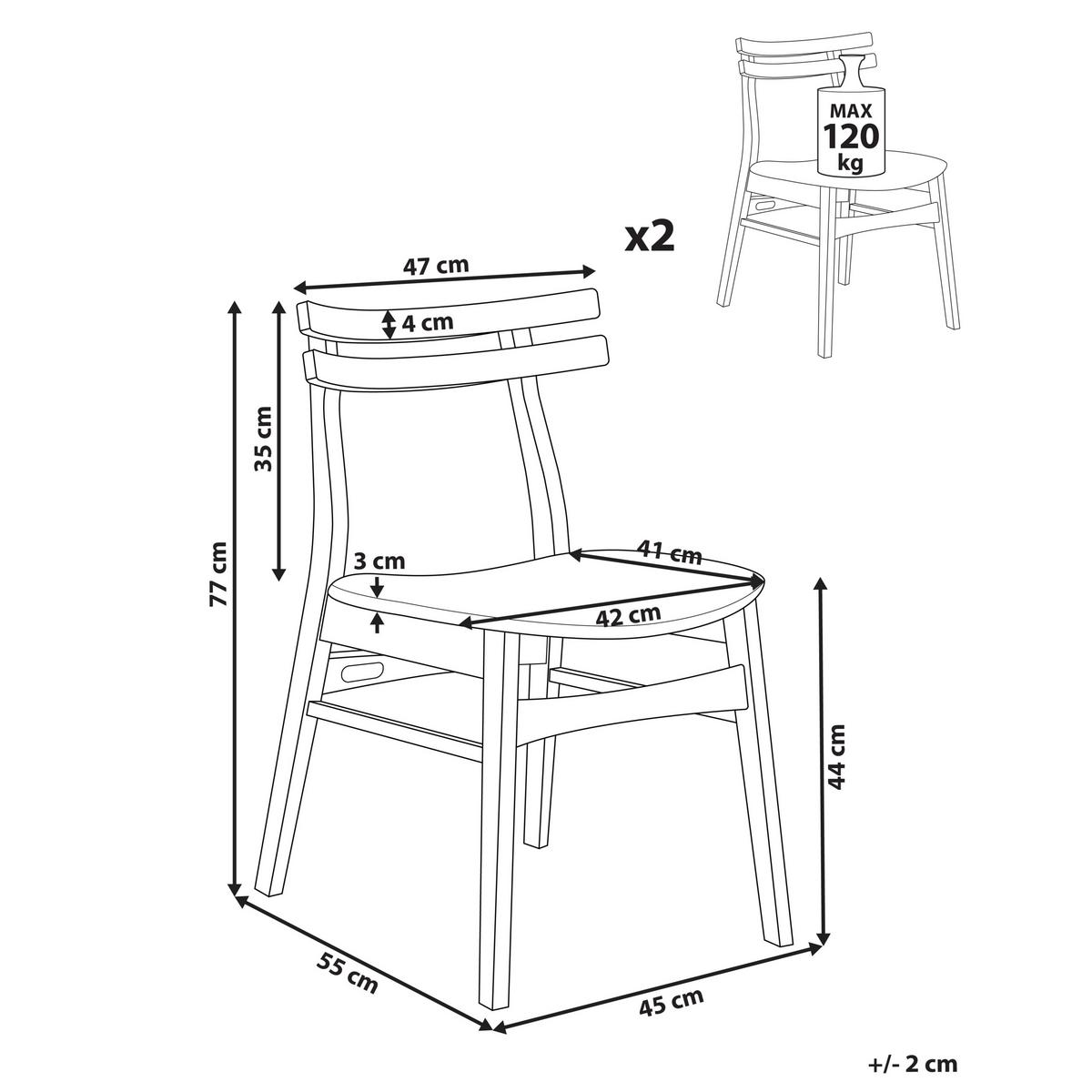 ESSZIMMERSTUHL 2er Set Holz Hellbraun/Grau Cynthiana - Hellgrau/Braun, Holz (47/77/55cm) - Beliani