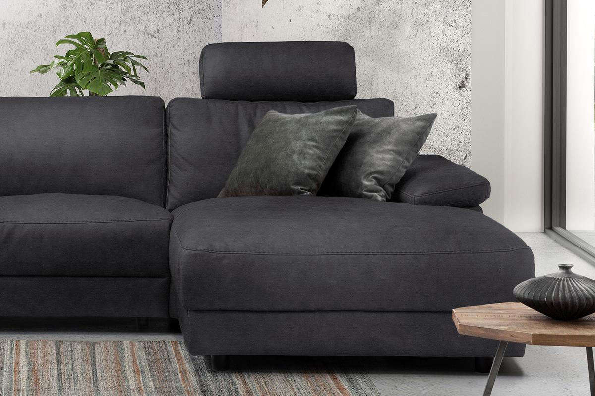 ECKSOFA XL MOTORISCHER RELAXFUNKTION LOLA Schwarz Webstoff Relaxfunktion - Schwarz, Textil (304/178cm) - KAWOLA