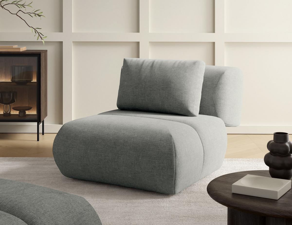 SESSEL ATOMO, Modern Polstersessel Loungesessel, Chenille-Stoff Grau - Grau, Holz/Metall (98/82/134cm) - MASSENO