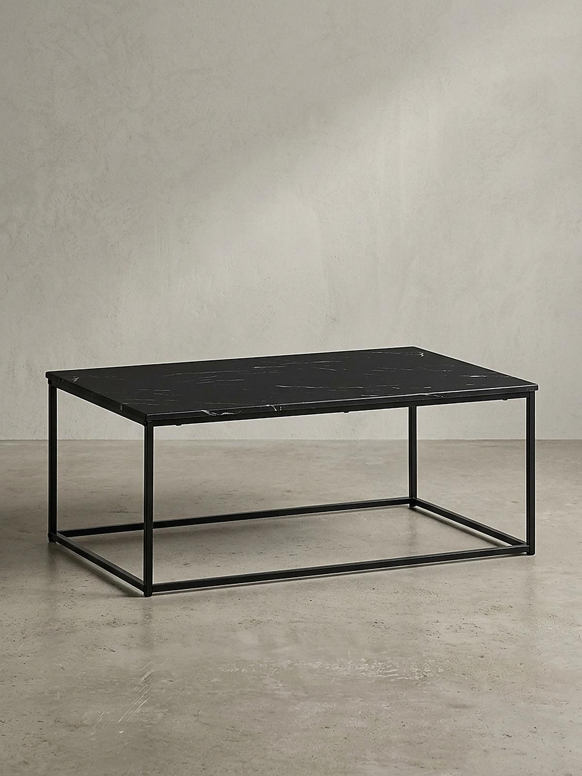 COUCHTISCH mit Marmor-Optik, Metallbeine, rechteckig, Serie MARBRIX, Schwarz 100x60x40 cm - Schwarz, Holz/Metall (60/100/40cm) - KADIMA DESIGN