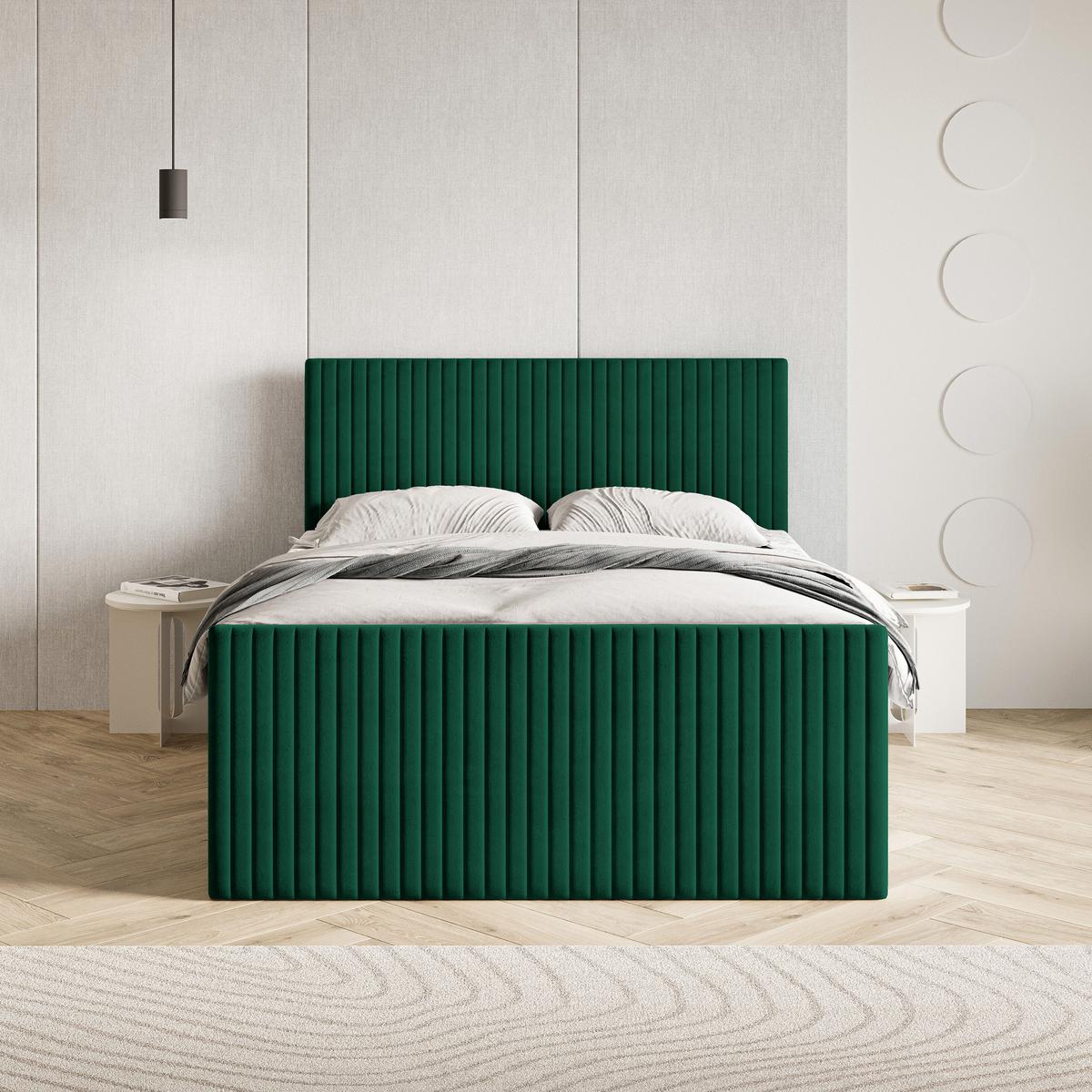 BOXBETT TERVAN 140x200 cm mit Matratze und Topper - Grün - Grün, Holz (140/200cm) - MASSENO