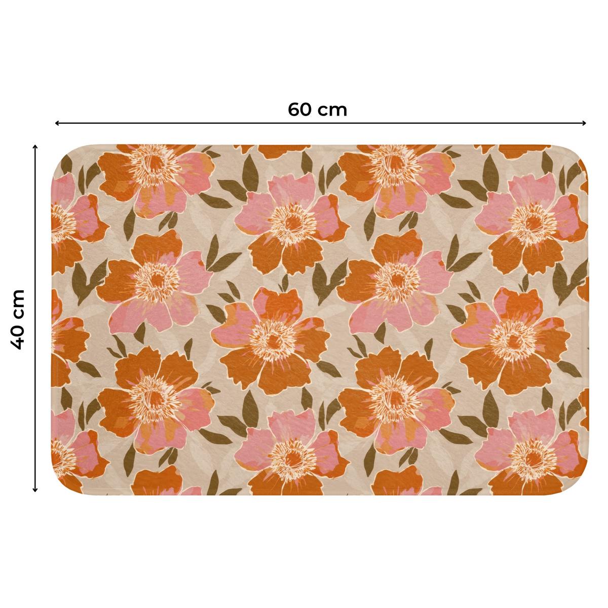 WC-VORLEGER Blumen - Motiv - Retro Toilettenvorleger 60x40 cm - Multicolor, Textil (60/1cm) - OnlyWow