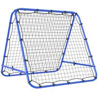 FUSSBALL Rebounder Kickback Tor Rückprallwand beidseitiger Trainingsnetz Stahl - Blau, Metall (95/100cm) - HOMCOM