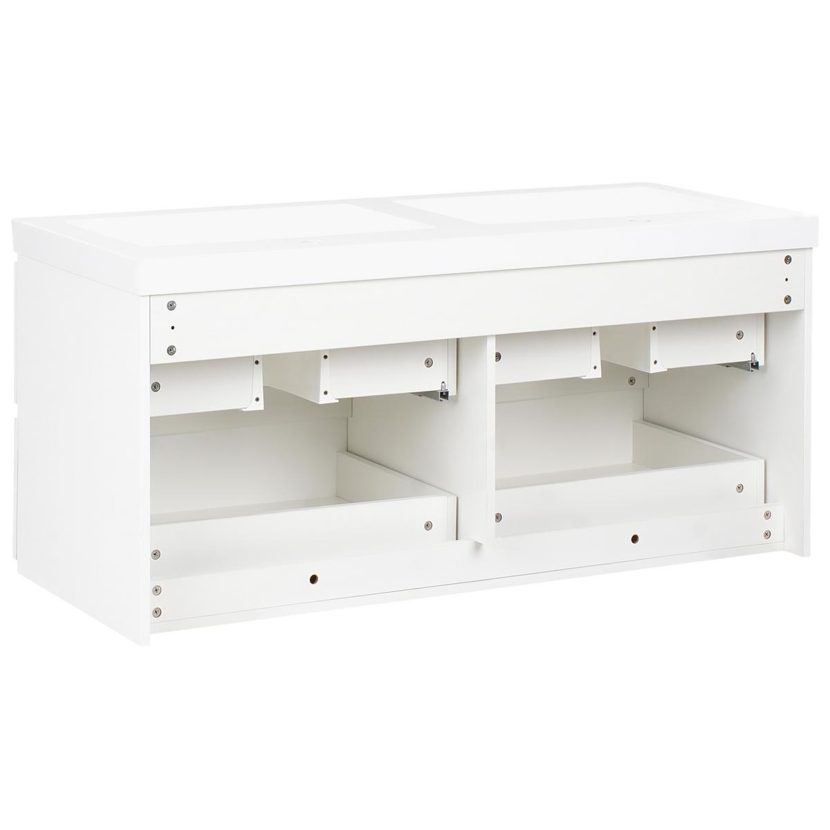 WASCHBECKENUNTERSCHRANK wandmontiertk mit Doppelwaschbecken Weiß Cardiel - Weiß, Holzwerkstoff (120/52/46cm) - Beliani