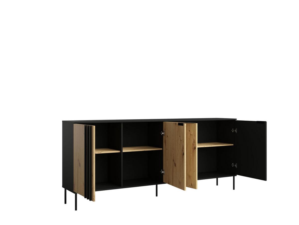 KOMMODE Schwarz, Eiche Artisan 220/92/40 - Schwarz/Eiche Artisan, Holzwerkstoff (220/92/40cm) - RAUMHIRSCH FURNITURE