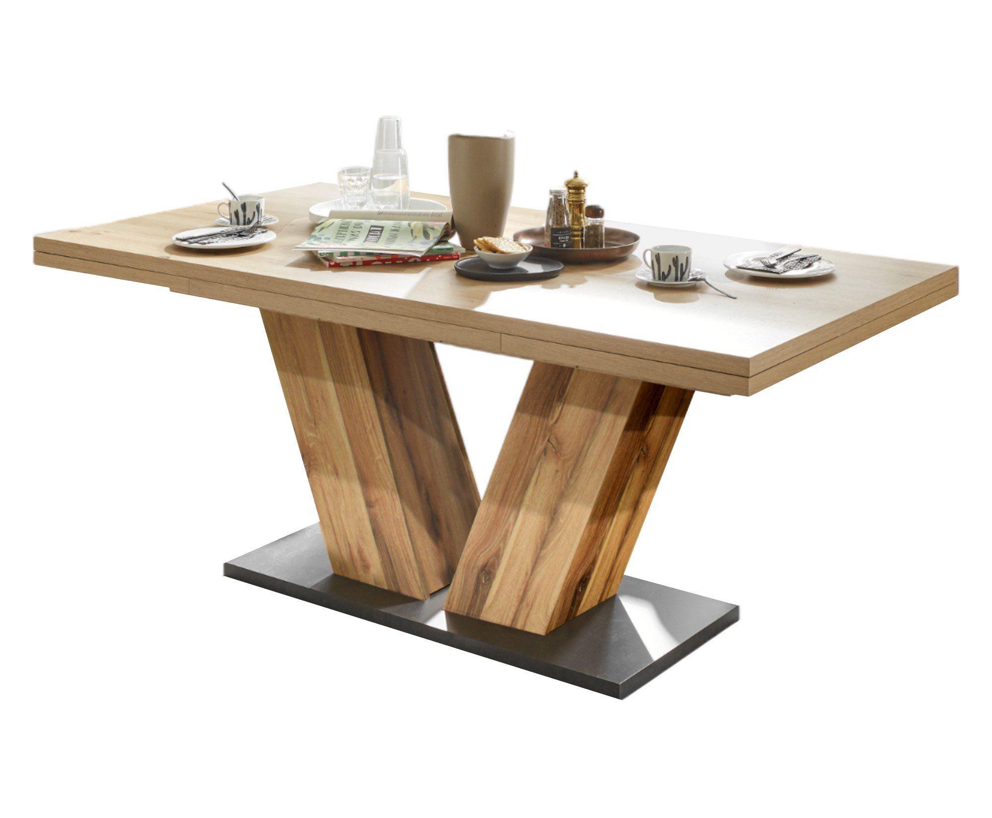 ESSTISCH ausziehbar Elena 180x90x76 Plankeneiche/Asteiche - Naturfarben, Holzwerkstoff (180/90/76cm) - 58aufmkessel