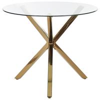 ESSTISCH 90/90/76 cm Goldfarben Rund Savoni - Goldfarben, Glas (90/90/76cm) - Beliani