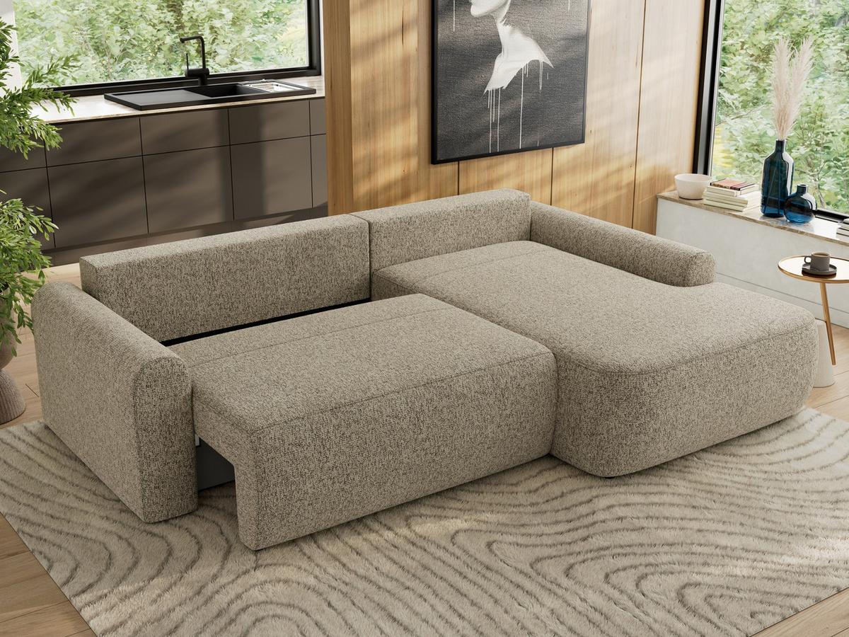 ECKSCHLAFSOFA CUBO L Dunkelbeige Struktur - rechts - Sandfarben/Beige, Kunststoff/Textil (187/273cm) - MKS