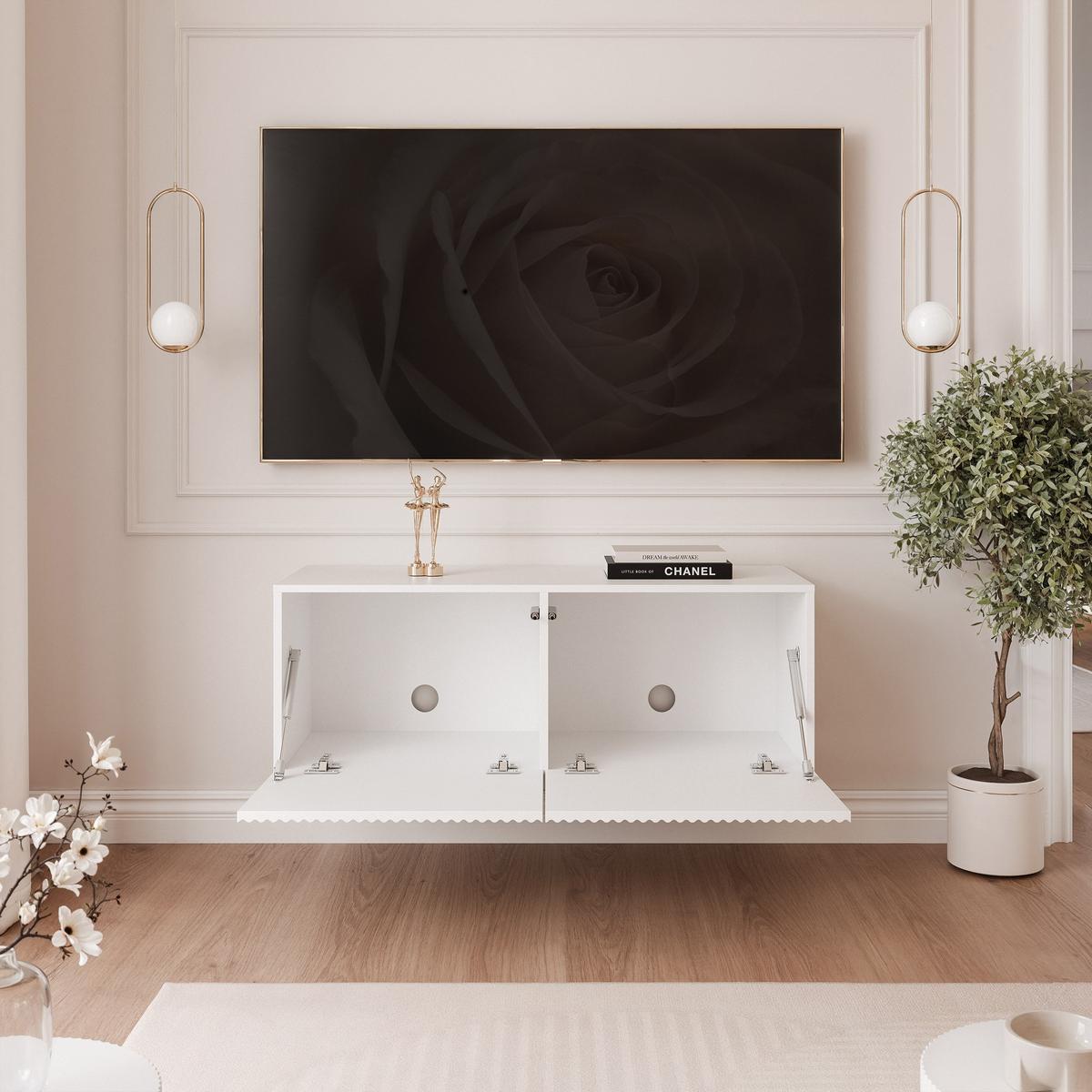 TV-LOWBOARD ANGEL Weiß hängend mit LED-Beleuchtung 100 cm - Weiß, Holzwerkstoff (100/36/40cm) - Idohome
