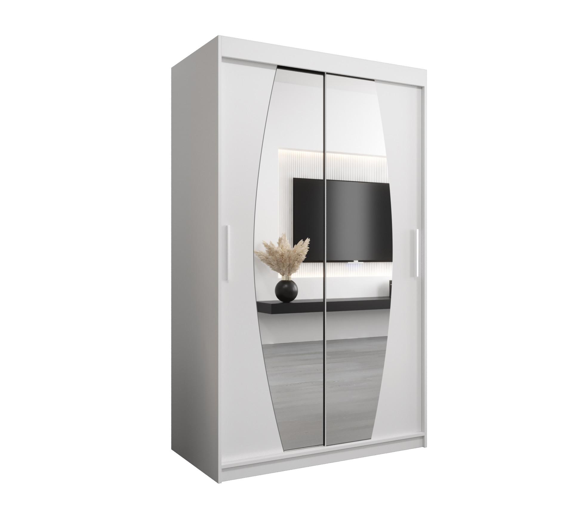 SCHWEBETÜRENSCHRANK 200/120/62 2-türig - Silberfarben/Weiß, Holz/Kunststoff (120/200/62cm) - MÖBEL KRYSPOL