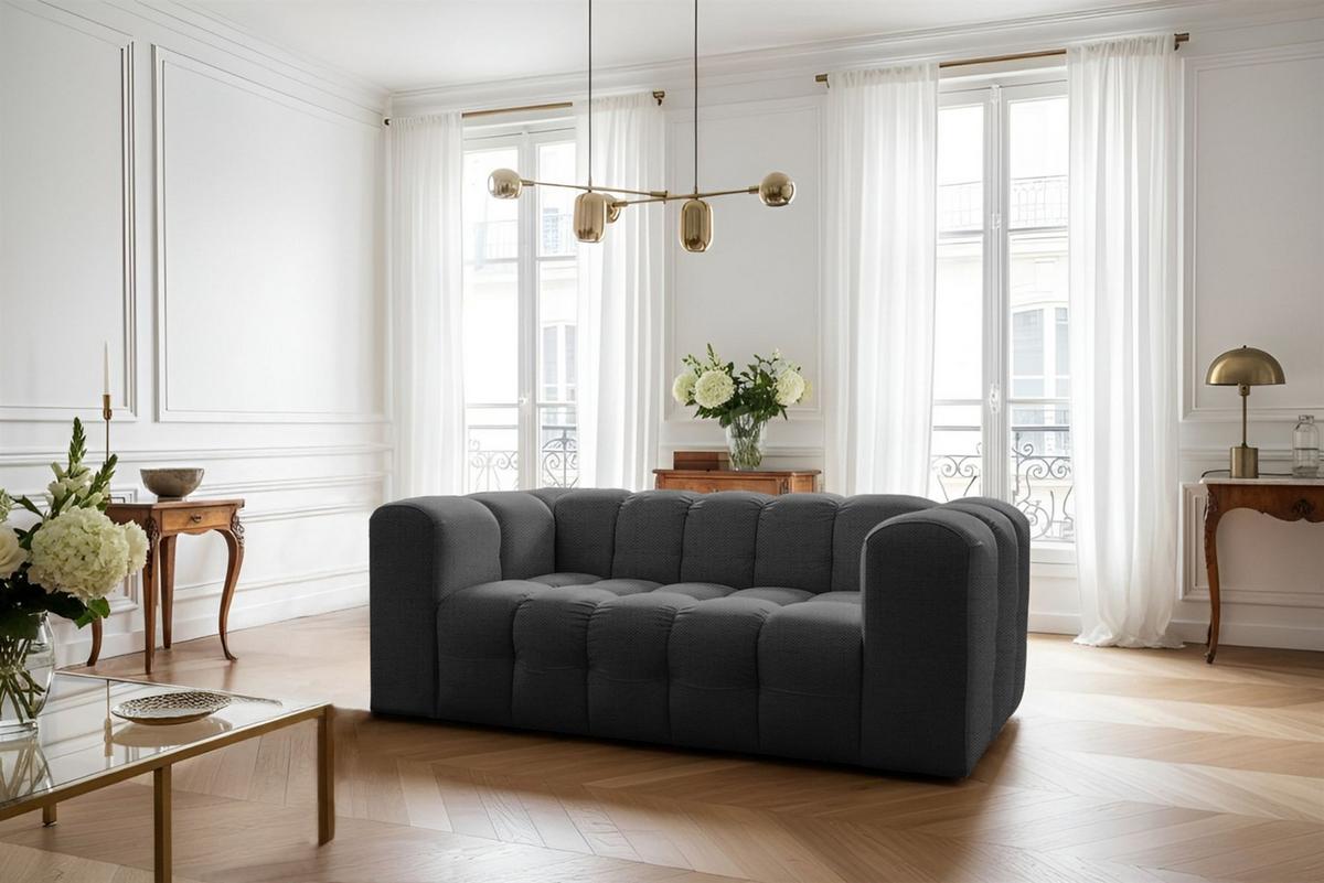 SOFASET Solvie 2-3 In Moly - Anthrazit, Holzwerkstoff/Textil (230/75/106cm) - Fun Möbel