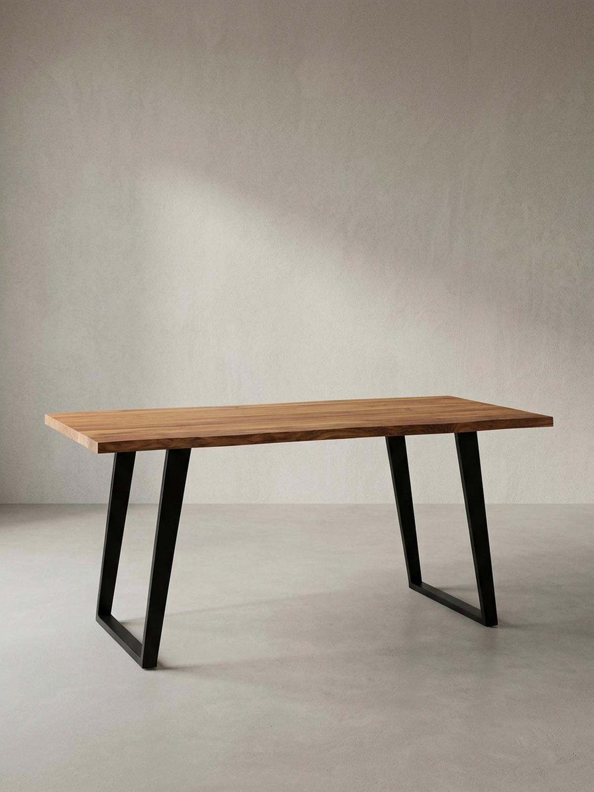 SCHREIBTISCH Massivholz Baumkante U-Gestell Handarbeit ATOLL, Goldbraun-Schwarz 120x60x76 cm - Schwarz/Braun, Holz/Metall (60/120/76cm) - KADIMA DESIGN