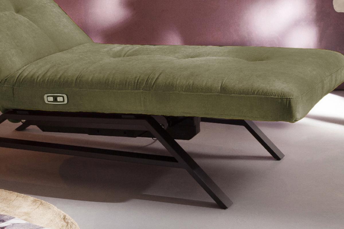 LIEGE MIT MOTORISCHER RELAXFUNKTION AMERIVA Dunkelgrün Velvet Relaxfunktion - Dunkelgrün/Schwarz, Textil (80/110/158cm) - KAWOLA